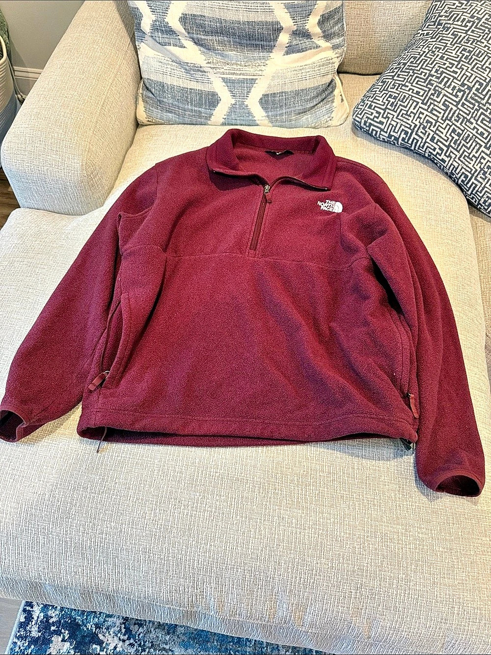 The North Face Glacier Quarter-Zip Fleece Pullover Burgundy XL